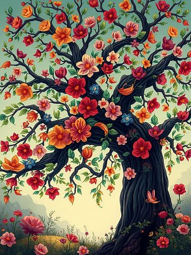 Bloeiende levensboom: Een levendig tapijt van de schoonheid van de natuur