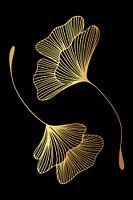 Moderne Schwarz & Gold Botanische Wandkunst | Schöne ästhetische Dekoration
