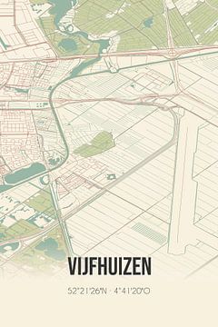 Vintage map of Vijfhuizen (North Holland) by Rezona