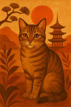 Chat dans un tableau de style boho. sur Johannes