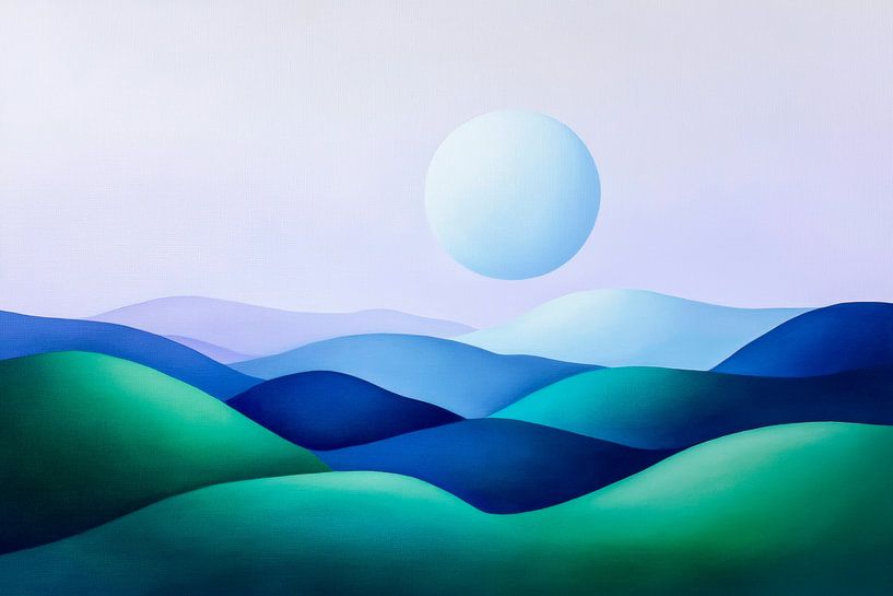 Des collines douces sous un ciel bleu par Poster Art Shop