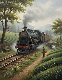 Old Train in the Tea Garden by Regan Frederick