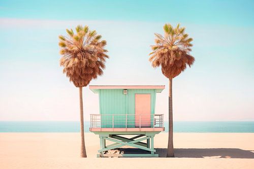 Between two palm trees