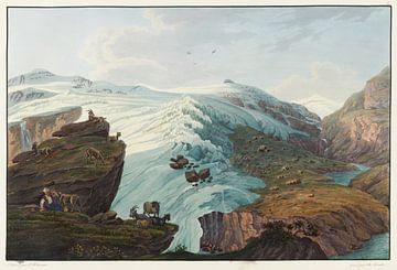 Uitzicht op de Rheinwaldgletsjer, genomen nabij de herdershutten in Bergamo, Johann Ludwig Bleuler