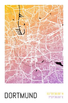 Dortmund - Stadsplattegrondontwerp Stadsplattegrond (kleurverloop) van ViaMapia