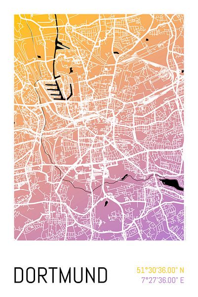 Dortmund - Conception du plan de la ville Plan de la ville (dégradé de couleurs) par ViaMapia