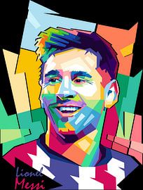 Lionel Messi WPAP Portrait – Colorful Football Legend Wall Art by Magnifique Studio