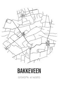 Bakkeveen (Fryslan) | Map | Black and white by Rezona