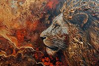 Lion painting with gold and elegant texture