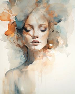 Dreamy portrait with orange and blue accents by Carla Van Iersel