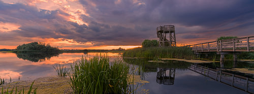 Panorama en zonsondergang in de Duurswold Westerpolder, Kolham van Henk Meijer Fotografie