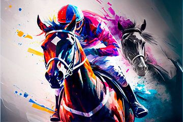 Impressionistisch schilderij van de paardensport. Deel 3 van Maarten Knops