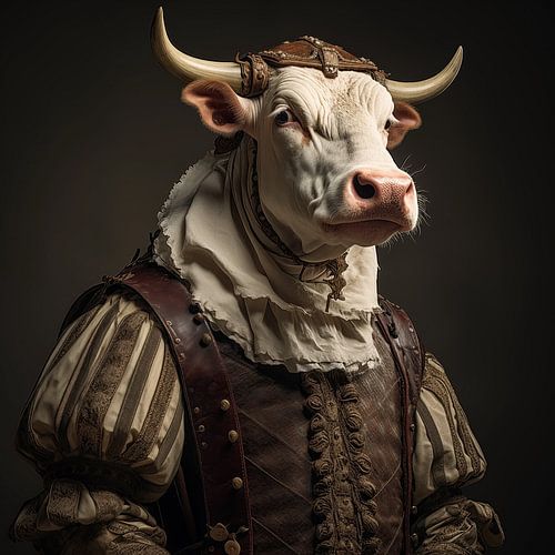 Cow in medieval dress