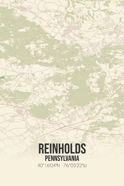 Vintage map of Reinholds (Pennsylvania), USA. by Prints of Place