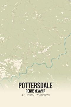 Vieille carte de Pottersdale (Pennsylvanie), USA. sur Rezona