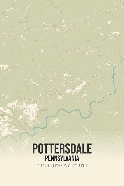 Vintage map of Pottersdale (Pennsylvania), USA. by Prints of Place