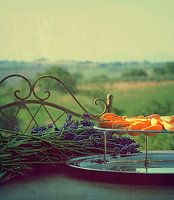 Lavender and apricot.