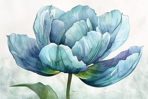 Gedetailleerde aquarel schilderij van een tulp