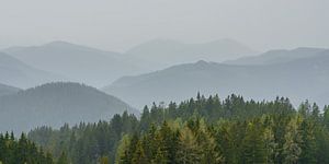 Panorama "Bergen in de mist" van Coen Weesjes