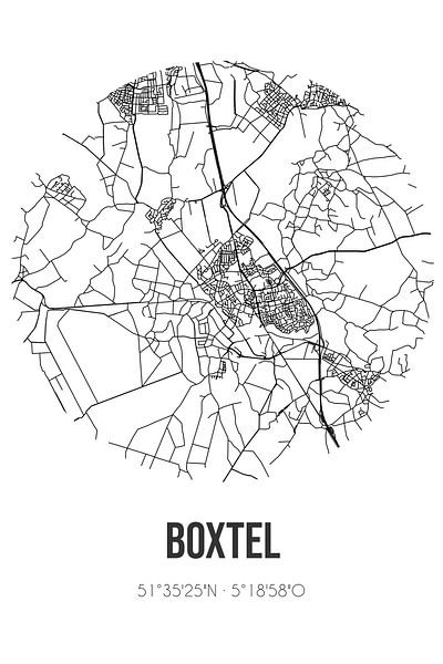 Boxtel (Noord-Brabant) | Map | Black and White by Prints of Place