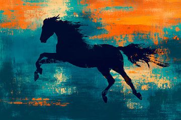 Jumping horse in a play of colours by Poster Art Shop