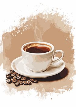 Motif élégant de tasse à café avec des grains de café