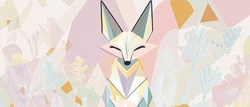 Geometrische vos in zachte kleuren van Poster Art Shop
