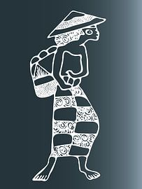 Traditional Asian elegance in line drawing by Monique de Wit