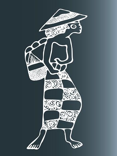 Traditionelle asiatische Eleganz als Strichzeichnung