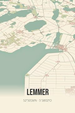 Vintage map of Lemmer (Fryslan) by Rezona