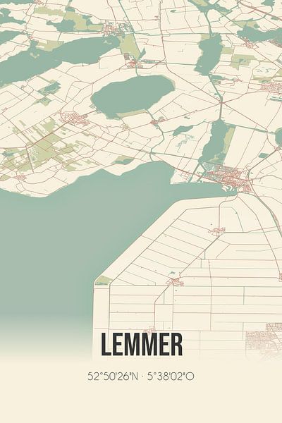 Vintage map of Lemmer (Fryslan) by Prints of Place