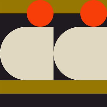 Funky retro geometrische 19. Moderne abstracte kunst in heldere kleuren. van Dina Dankers