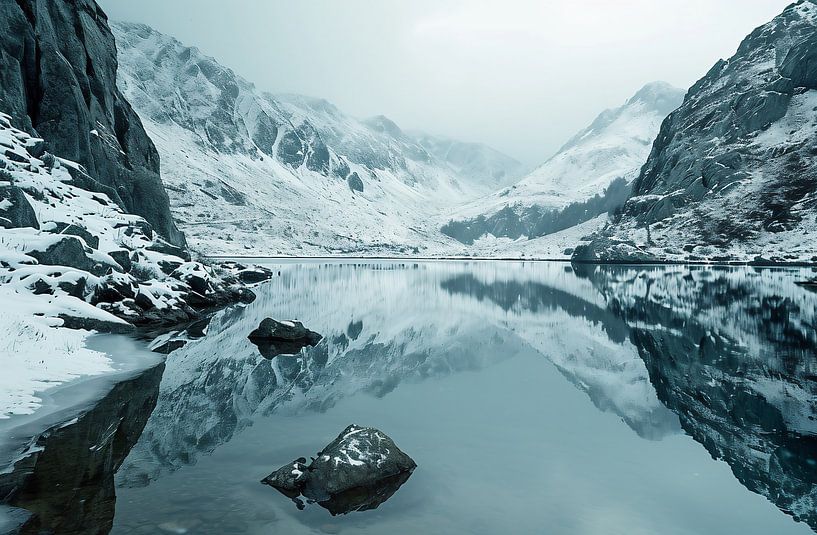 Bergsee im Winter von fernlichtsicht
