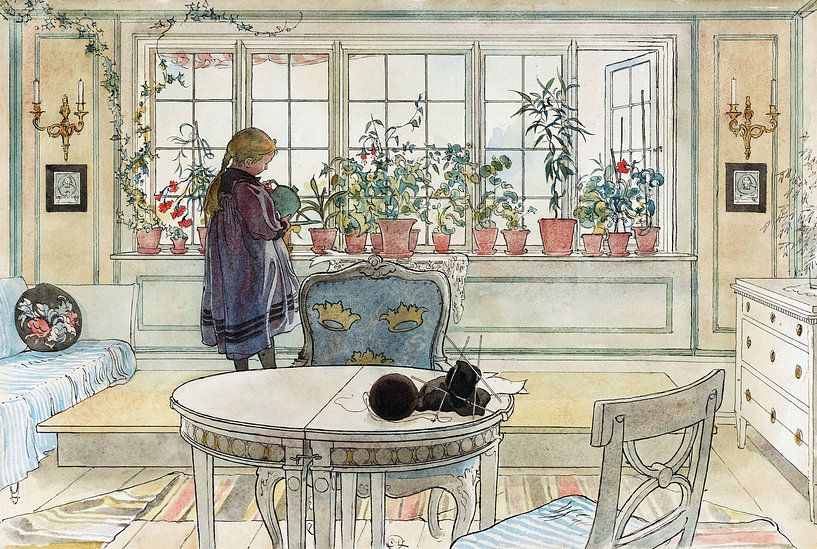 Carl Larsson,Flowers on the windowsill, 1895 by finemasterpiece