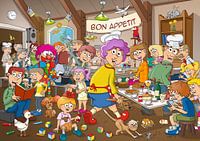 Bon Appetit, farbenfrohe und humorvolle Illustration im Cartoon-Stil