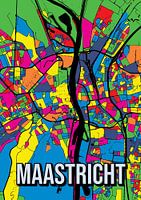 Maastricht: Kleurrijk stadsplan - Abstracte kunstposter voor aan de muur