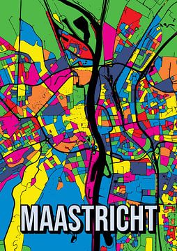 Maastricht: Kleurrijk stadsplan - Abstracte kunstposter voor aan de muur van Jorn van Hezik