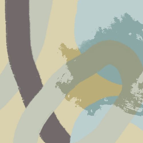 Abstracte pastelkunst in Wild Wonder kleuren in beige, taupe en groen