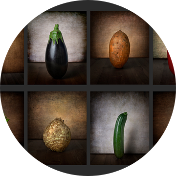 Collage van stillevens van diverse groenten van Gerben van Buiten