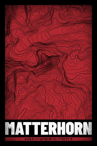 Matterhorn | Topographic Map (Grunge) by ViaMapia