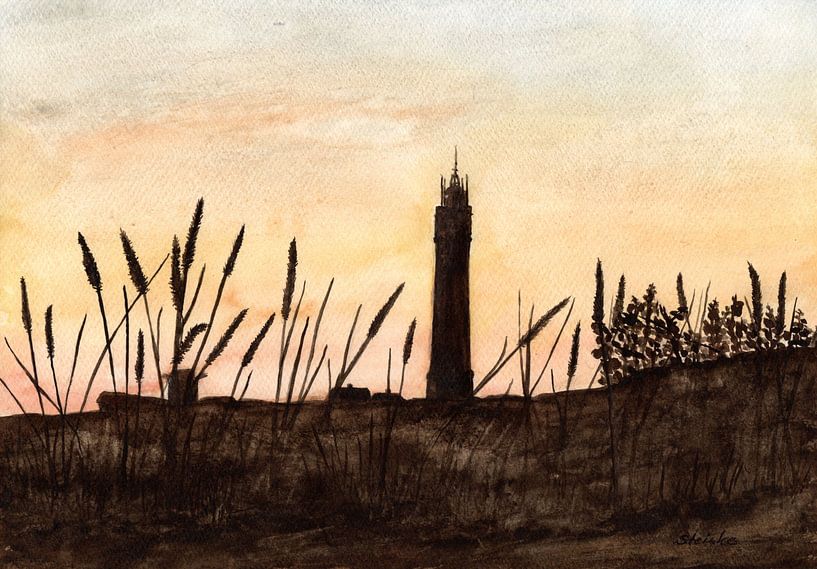Phare de Blåvandshuk Fyr dans le soleil du soir par Sandra Steinke