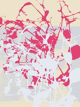 Roze en lichtblauwe bloemen. Kleurrijke abstracte kunst in levendige kleuren