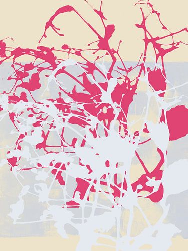 Roze en lichtblauwe bloemen. Kleurrijke abstracte kunst in levendige kleuren