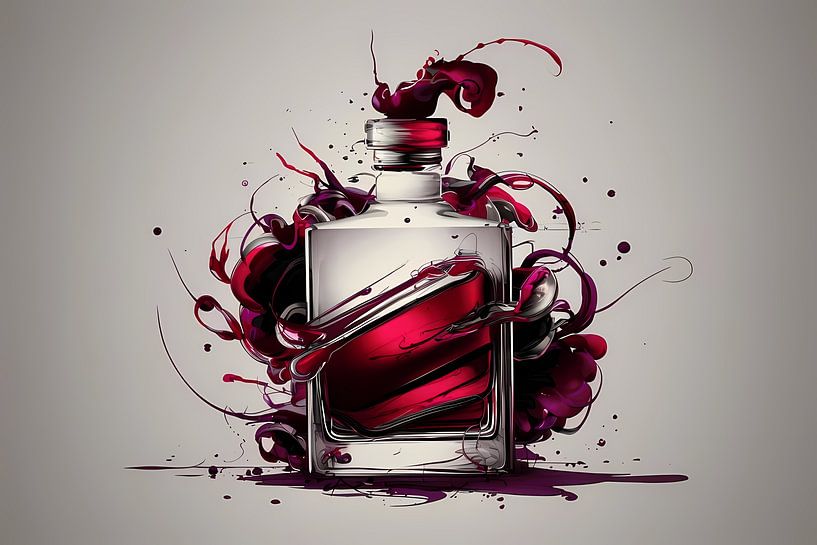 Parfumfles met dynamische kleurexplosie van Art & Soul Creations