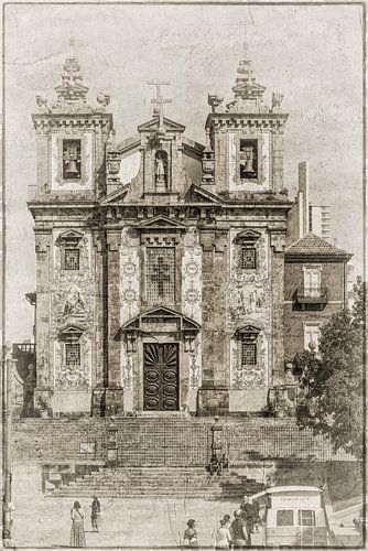 Porto, Portugal, Kathedraal in sepia tone.