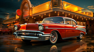 US-Auto aus den 50er Jahren Old Retro Classic Abstract Illustration