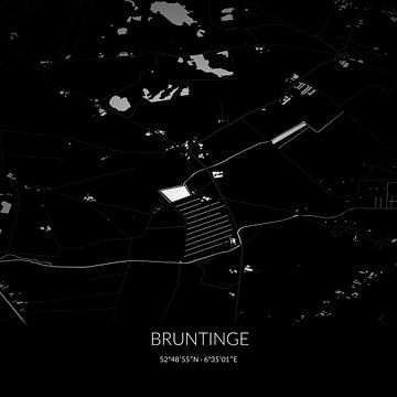 Schwarz-weiße Karte von Bruntinge, Drenthe. von Rezona