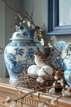 Delfter Blau, Eier und ein Spatz von Studio Ypie