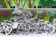 Schnee, Fahrräder und Straßenkunst, Lombok, Utrecht von Russcher Tekst & Beeld Miniaturansicht