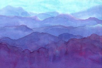 Morgenstimmung in den Bergen zwei Aquarellgemälde von Karen Kaspar